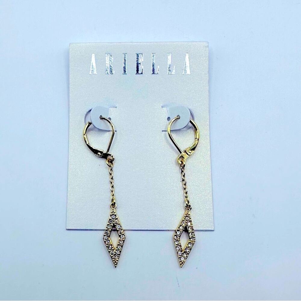 Ariella  golden open pave drop earrings NWT Dangle Pierced New Gorgeous Modern